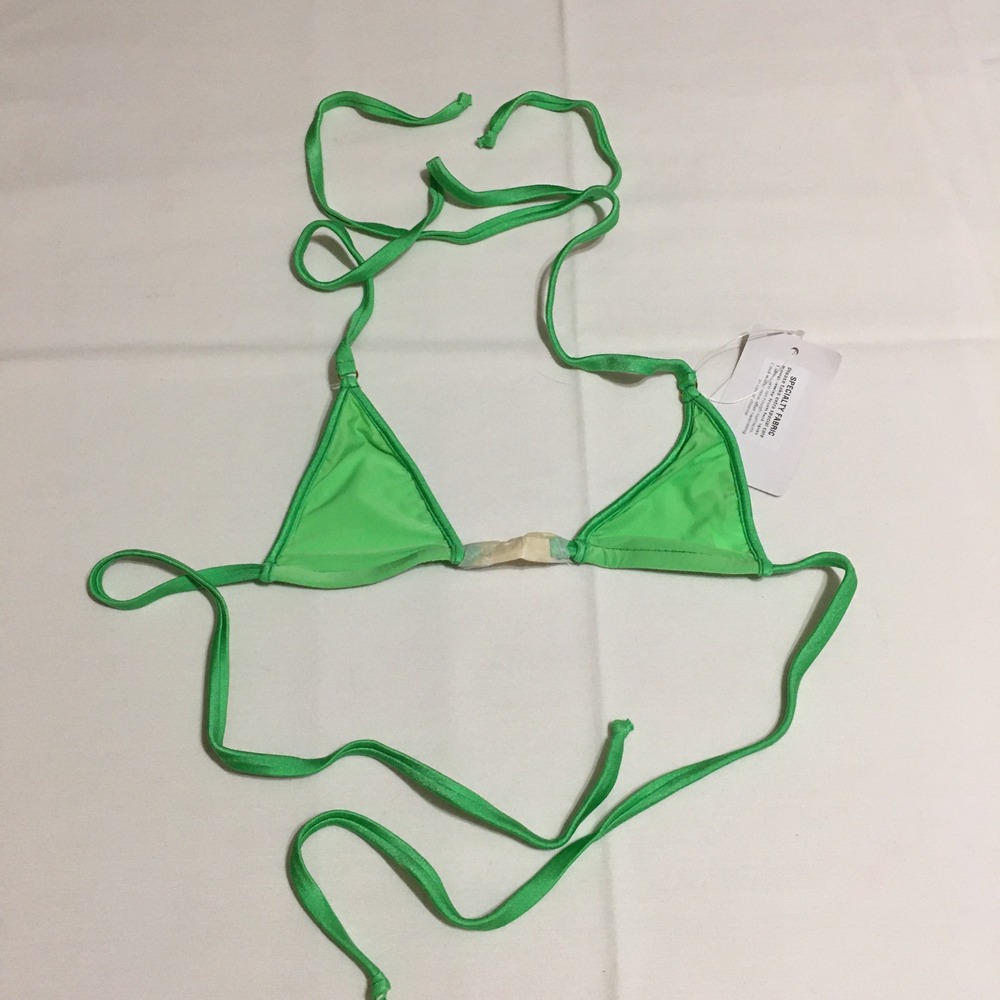Wicked Weasel 312 Tri Top Bikini Women XXS Pine Lime Triangle Halter NWT